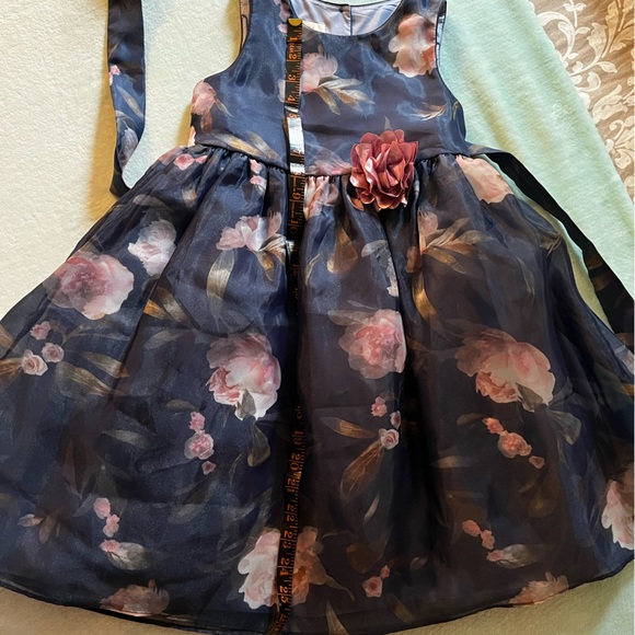 Laura Ashley gorgeous navy blue dress with flower blooms sz 6x. Exquisite!! - Picture 8 of 11